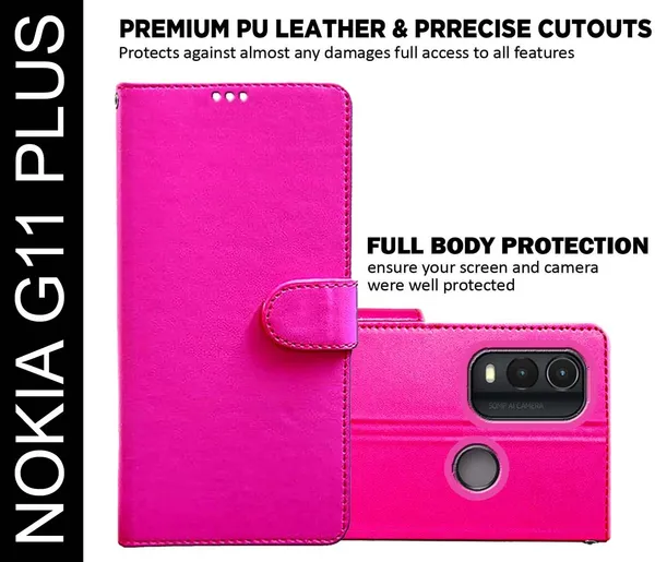 Pink_Artificial_Leather_Nokia_G11_PLUS_Back_Cover