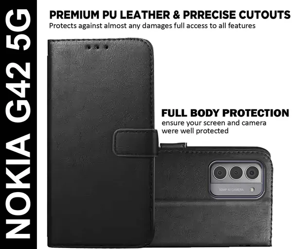 Black_Artificial_Leather_Nokia_G42_5G_Back_Cover