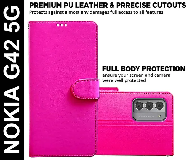 Pink_Artificial_Leather_Nokia_G42_5G_Back_Cover