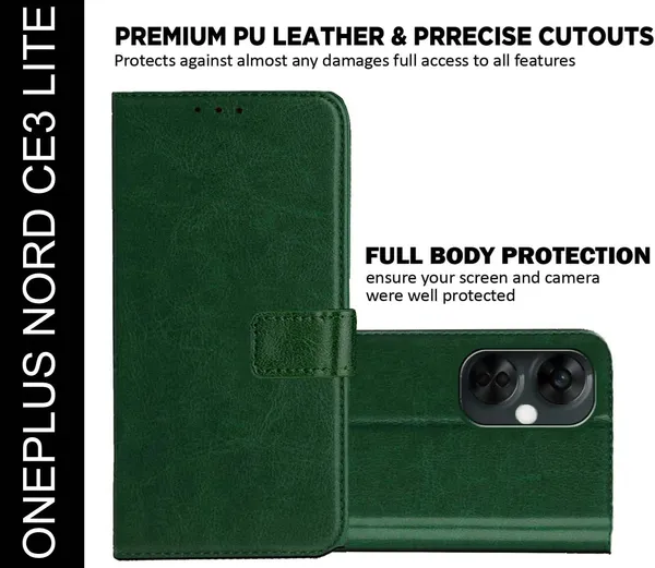 Green_Artificial_Leather_OnePlus_Nord_CE3_Lite_5G_Back_Cover