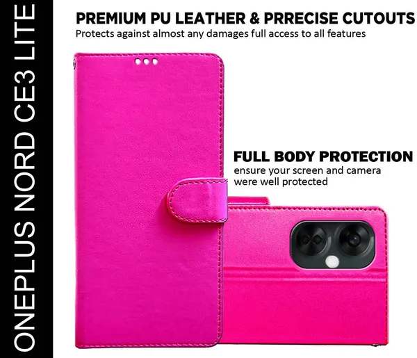 Pink_Artificial_Leather_OnePlus_Nord_CE3_Lite_5G_Back_Cover
