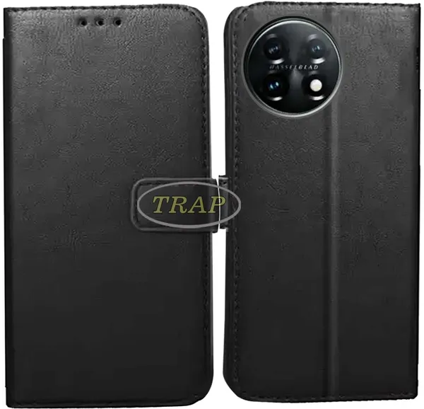 Black_Artificial_Leather_OnePlus_11_Back_Cover