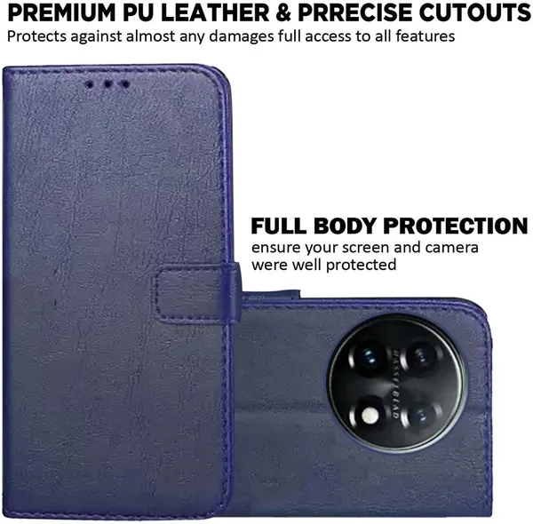 Blue_Artificial_Leather_OnePlus_11_Back_Cover