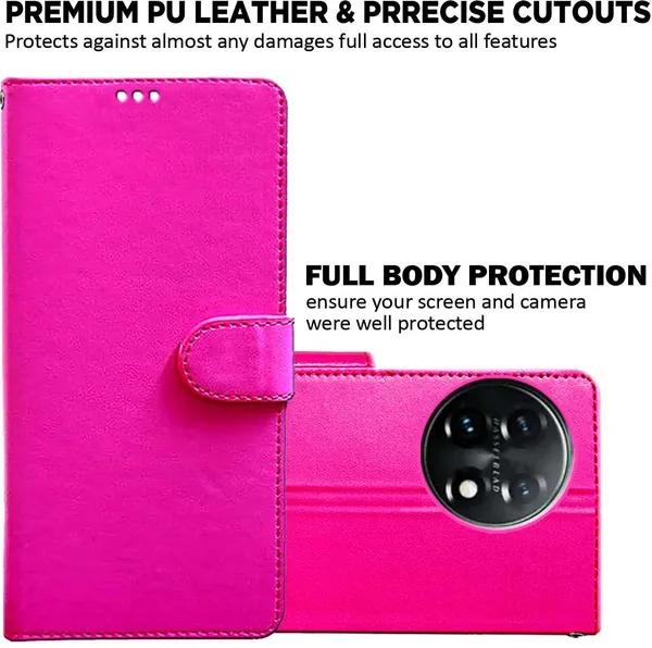 Pink_Artificial_Leather_OnePlus_11_Back_Cover