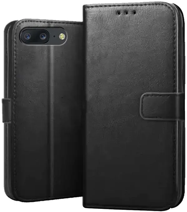 Black_Leather_OnePlus_5_Flip_Cover