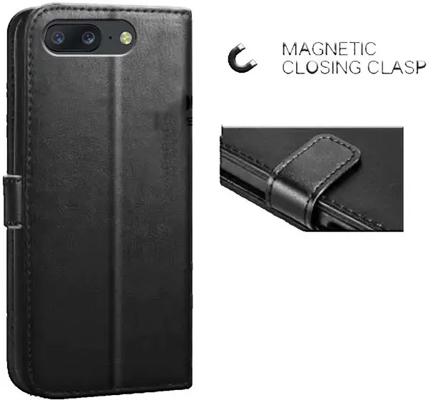 Black_Leather_OnePlus_5_Flip_Cover