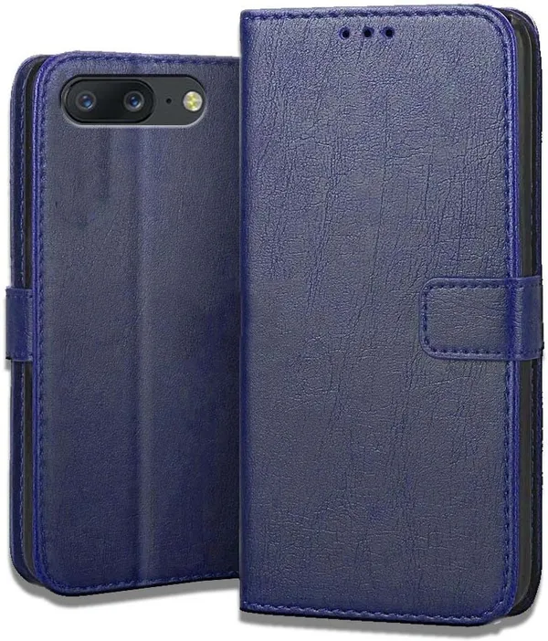 Blue_Leather_OnePlus_5_Flip_Cover