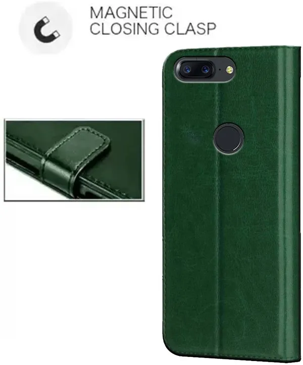 Green_Artificial_Leather_OnePlus_5T_Flip_Cover