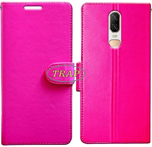 Pink_Artificial_Leather_OnePlus_6_Back_Cover