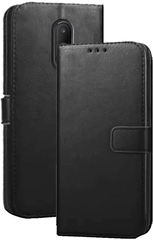 Black_Artificial_Leather_OnePlus_7_Flip_Cover