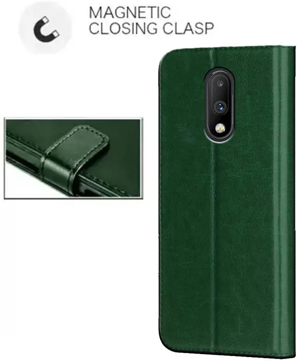 Green_Artificial_Leather_OnePlus_7_Flip_Cover