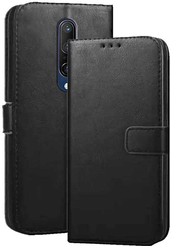 Black_Artificial_Leather_OnePlus_7_Pro_Flip_Cover