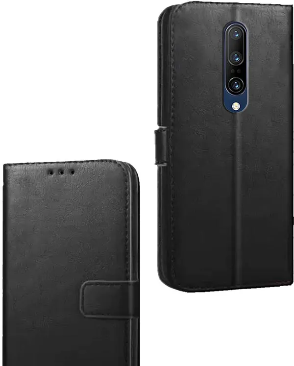 Black_Artificial_Leather_OnePlus_7_Pro_Flip_Cover