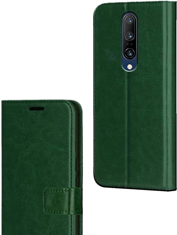 Green_Artificial_Leather_OnePlus_7_Pro_Flip_Cover