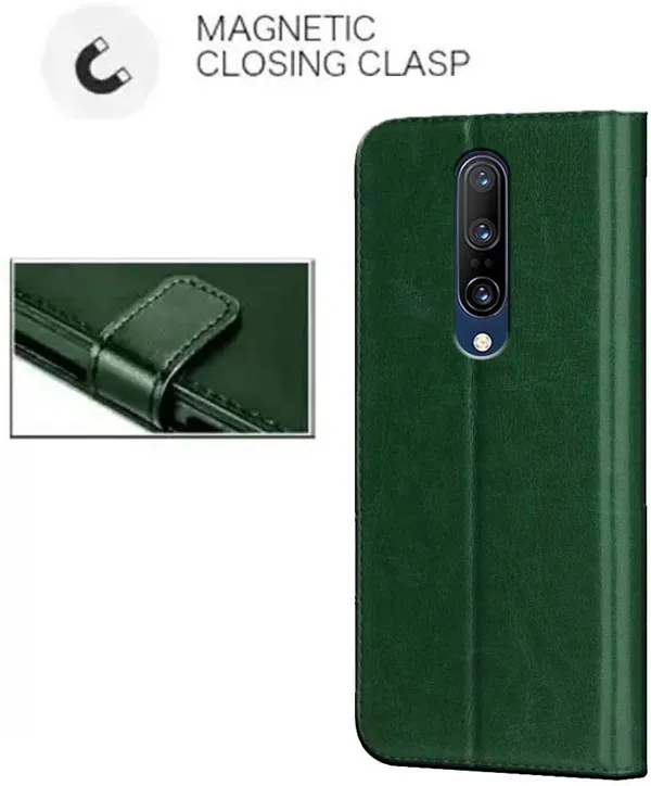 Green_Artificial_Leather_OnePlus_7_Pro_Flip_Cover