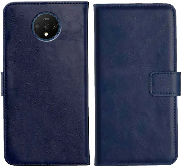 Blue_Leather_OnePlus_7T_Flip_Cover