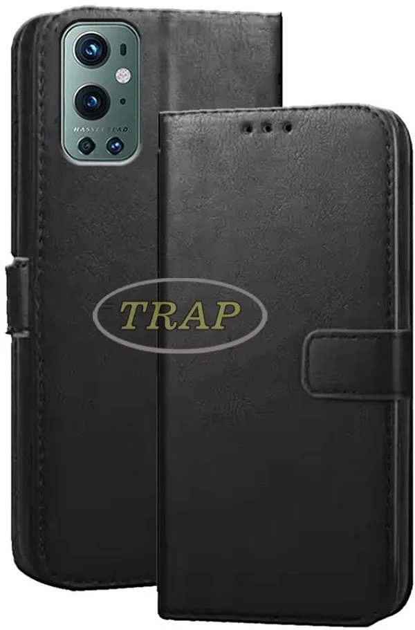 Black_Artificial_Leather_OnePlus_9_Pro_Flip_Cover