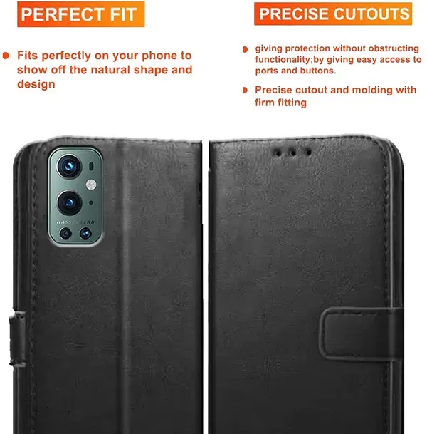 Black_Artificial_Leather_OnePlus_9_Pro_Flip_Cover