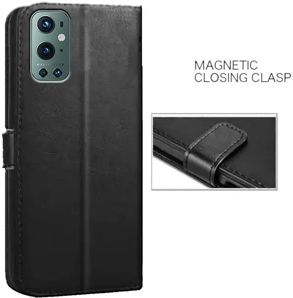 Black_Artificial_Leather_OnePlus_9_Pro_Flip_Cover