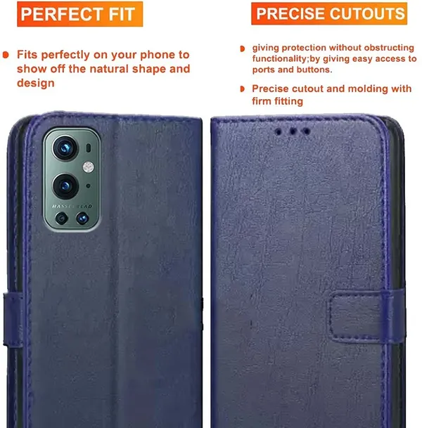 Blue_Artificial_Leather_OnePlus_9_Pro_Flip_Cover