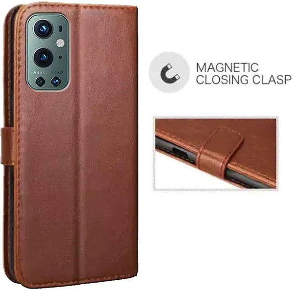 Brown_Artificial_Leather_OnePlus_9_Pro_Flip_Cover