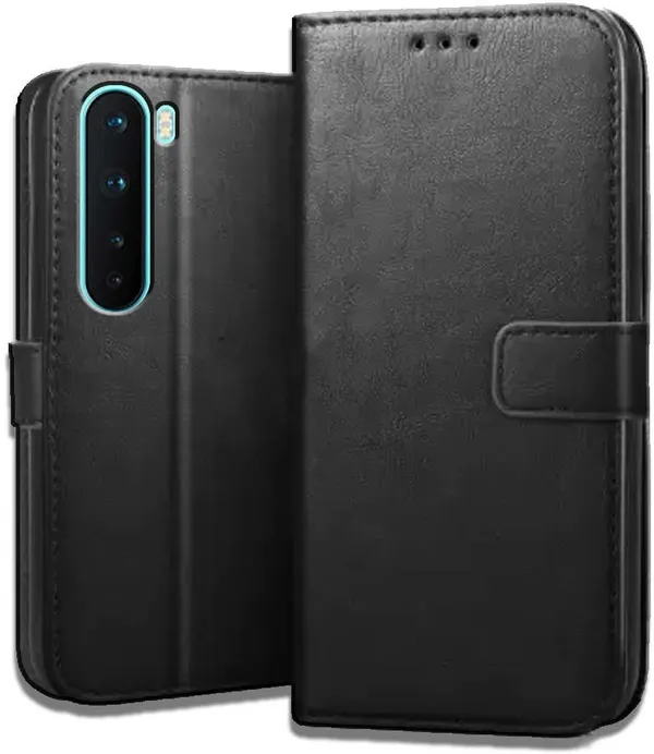 Black_Leather_OnePlus_Nord_Flip_Cover