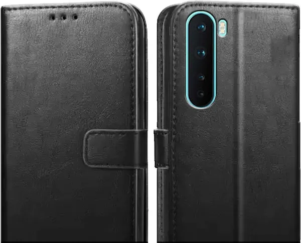 Black_Leather_OnePlus_Nord_Flip_Cover