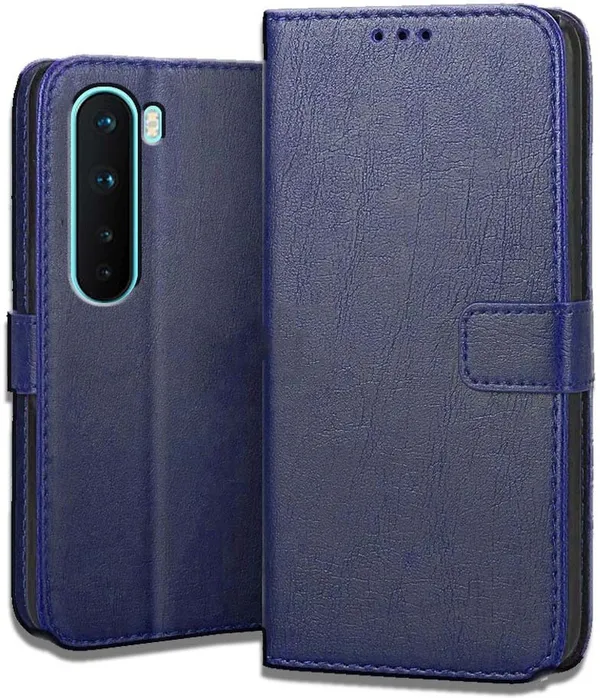 Blue_Leather_OnePlus_Nord_Flip_Cover