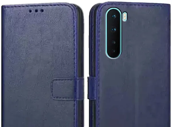 Blue_Leather_OnePlus_Nord_Flip_Cover