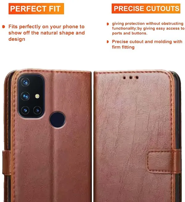 Brown_Artificial_Leather_OnePlus_Nord_N10_5G_Flip_Cover