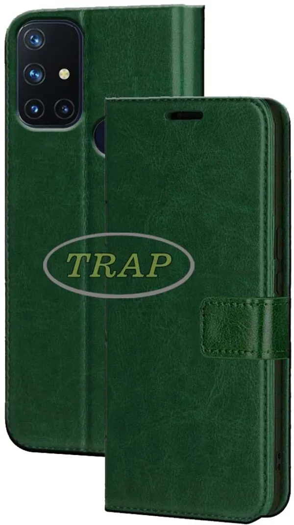 Green_Artificial_Leather_OnePlus_Nord_N10_5G_Flip_Cover
