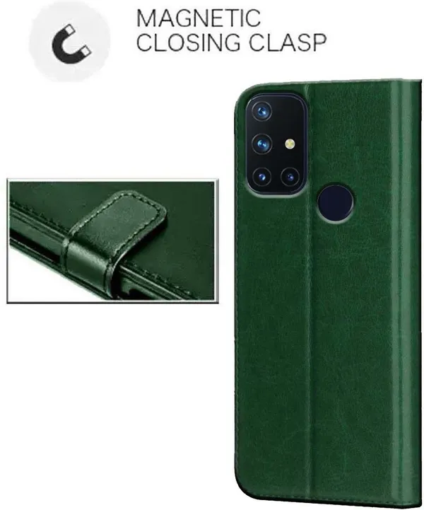 Green_Artificial_Leather_OnePlus_Nord_N10_5G_Flip_Cover