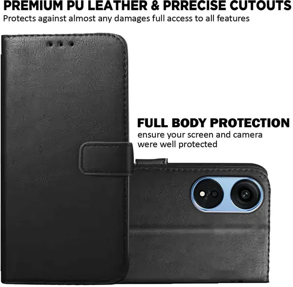 Black_Artificial_Leather_Oppo_A1_Pro_Back_Cover