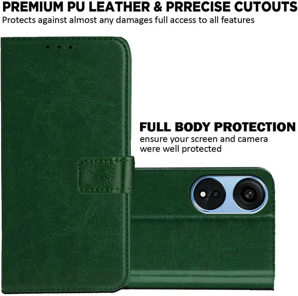 Green_Artificial_Leather_Oppo_A1_Pro_Back_Cover