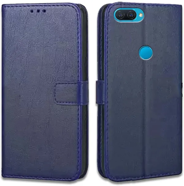 Blue_Artificial_Leather_Oppo_A12_Flip_Cover