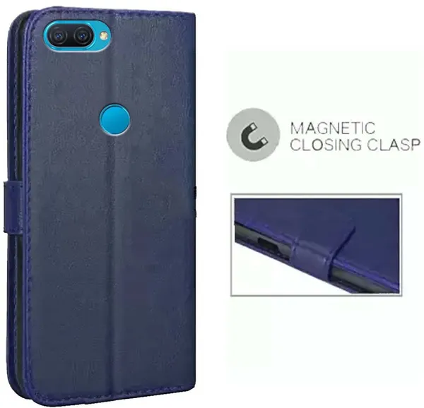 Blue_Artificial_Leather_Oppo_A12_Flip_Cover