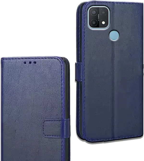 Blue_Leather_Oppo_A15_Flip_Cover