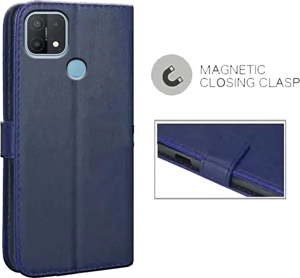 Blue_Leather_Oppo_A15_Flip_Cover