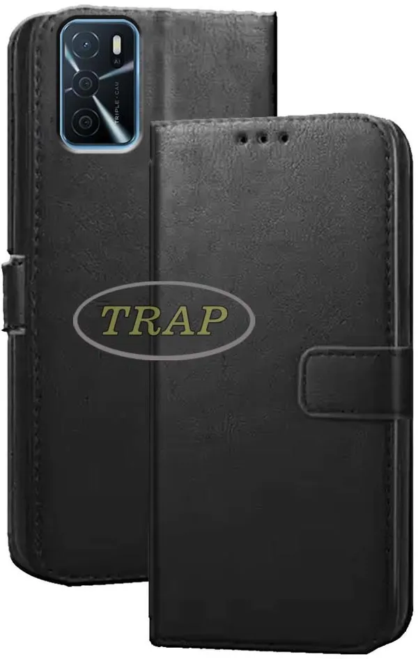 Black_Artificial_Leather_Oppo_A16_Back_Cover