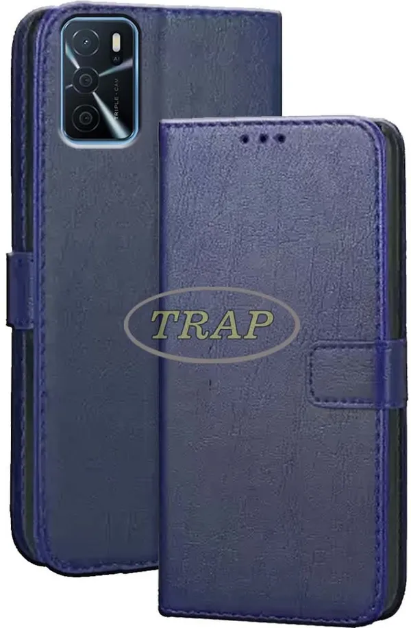 Blue_Artificial_Leather_Oppo_A16_Back_Cover