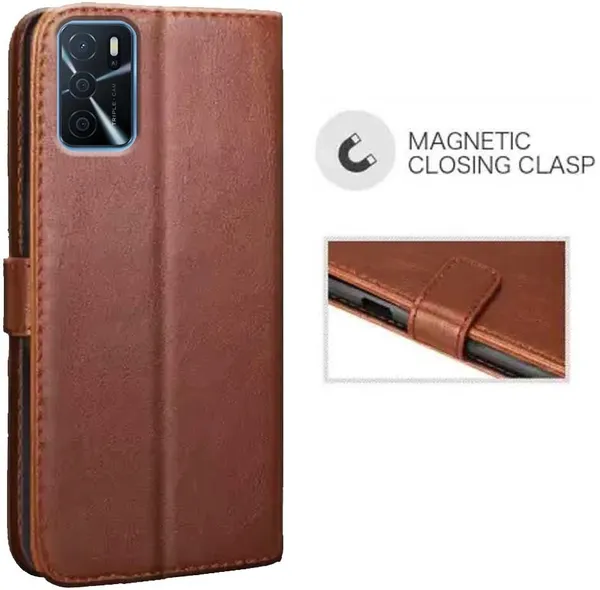 Brown_Artificial_Leather_Oppo_A16_Back_Cover