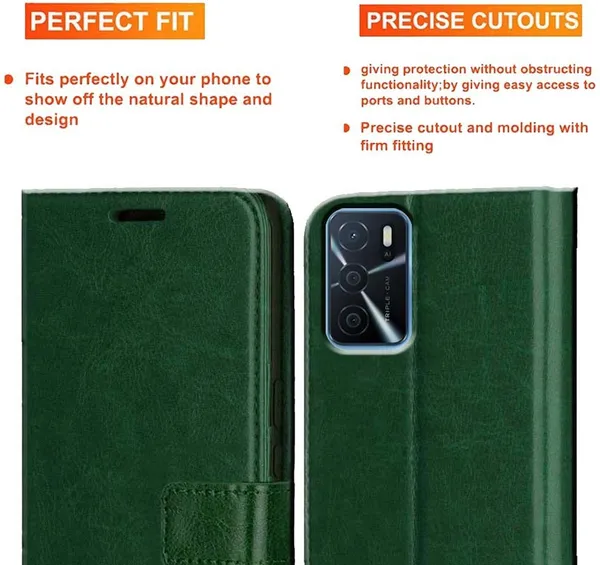 Green_Artificial_Leather_Oppo_A16_Back_Cover