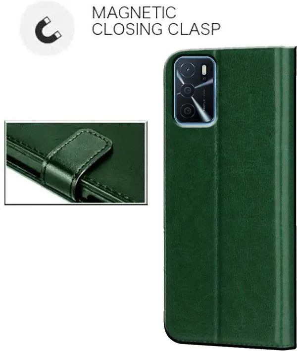 Green_Artificial_Leather_Oppo_A16_Back_Cover