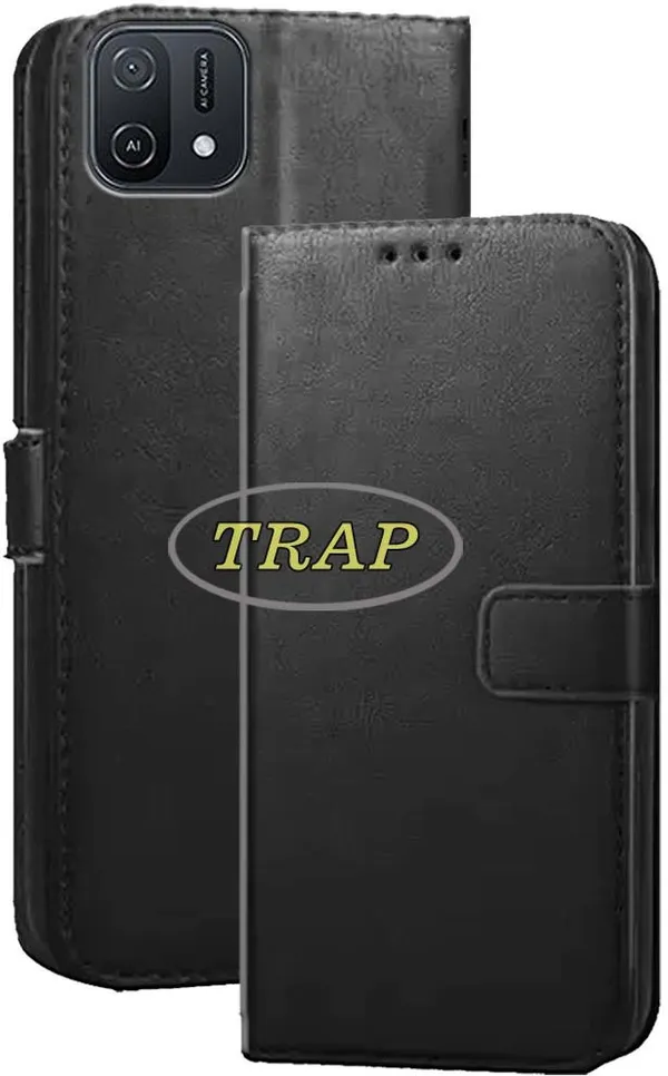 Black_Artificial_Leather_Oppo_A16E_Back_Cover