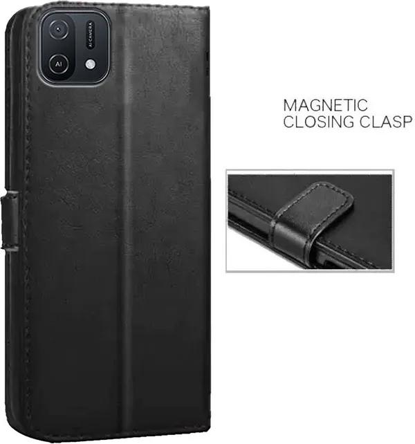 Black_Artificial_Leather_Oppo_A16E_Back_Cover