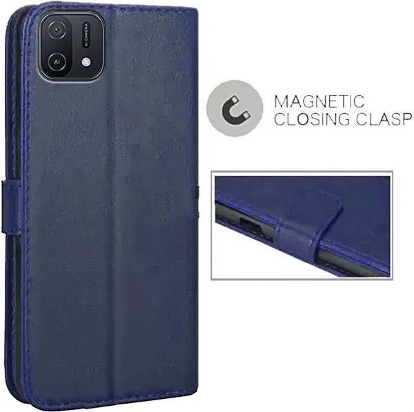 Blue_Artificial_Leather_Oppo_A16E_Back_Cover