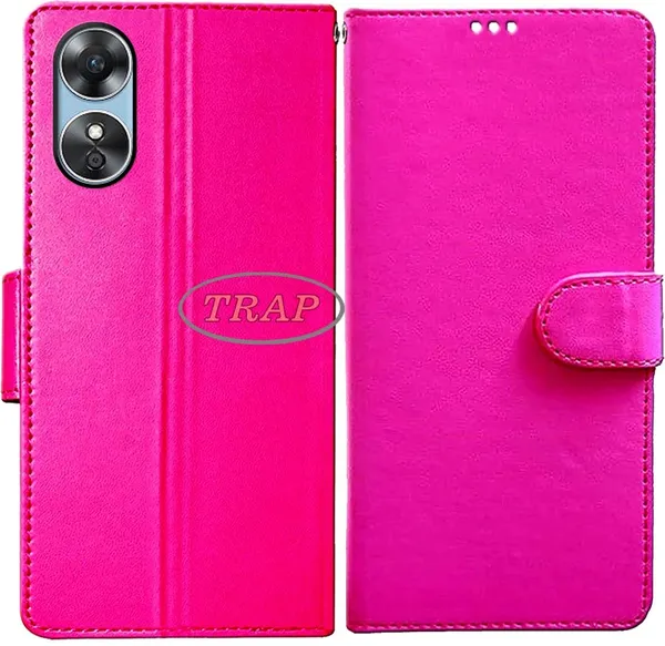 Pink_Artificial_Leather_Oppo_A17_Back_Cover
