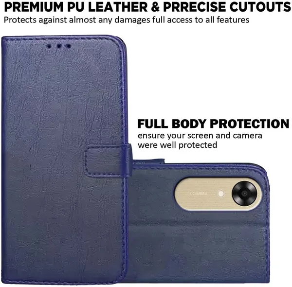 Blue_Artificial_Leather_Oppo_A17K_Back_Cover
