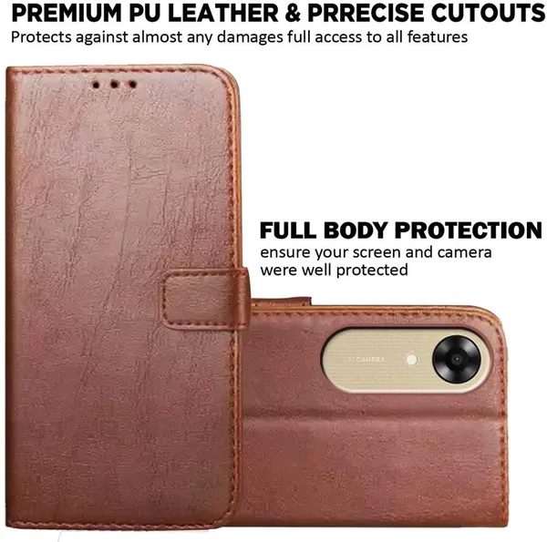 Brown_Artificial_Leather_Oppo_A17K_Back_Cover