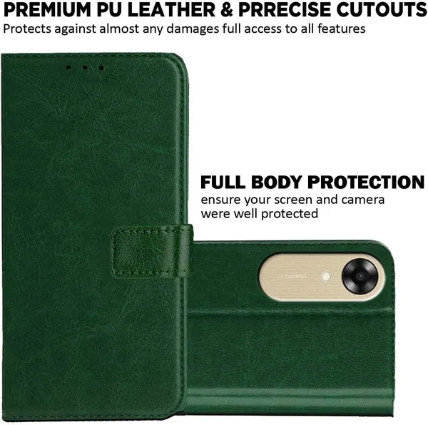 Green_Artificial_Leather_Oppo_A17K_Back_Cover